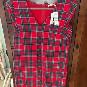 Vineyard Vines Red Tartan V-Neck H Holiday Dress NWT